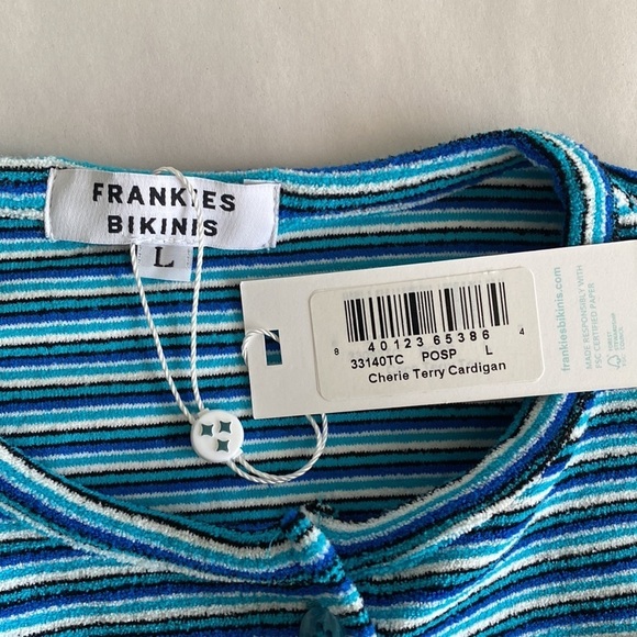 FRANKIES Cherie Terry Cardigan Sweater size L - Picture 7 of 9